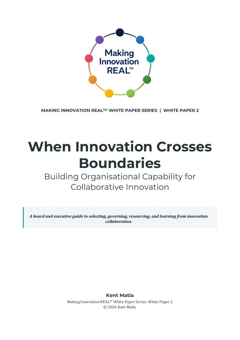 Cover of When Innovation Crosses Boundaries: Building Organisational Capability for Collaborative Innovation by Kent Matla, White Paper 2