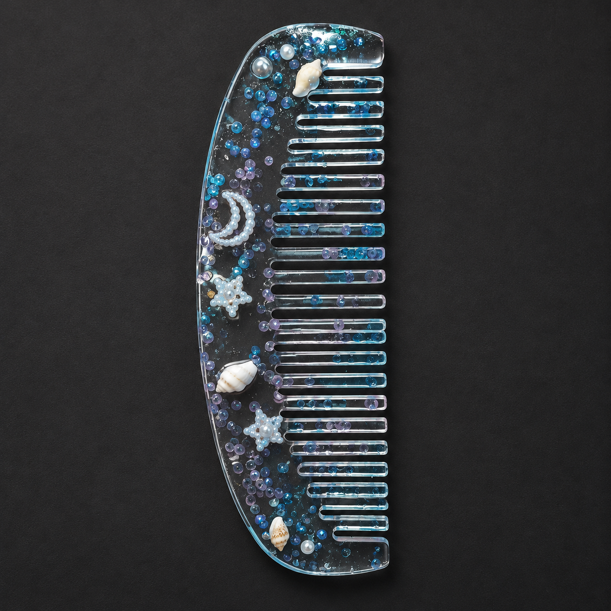 Mermaid Moon – Seashell Resin Comb