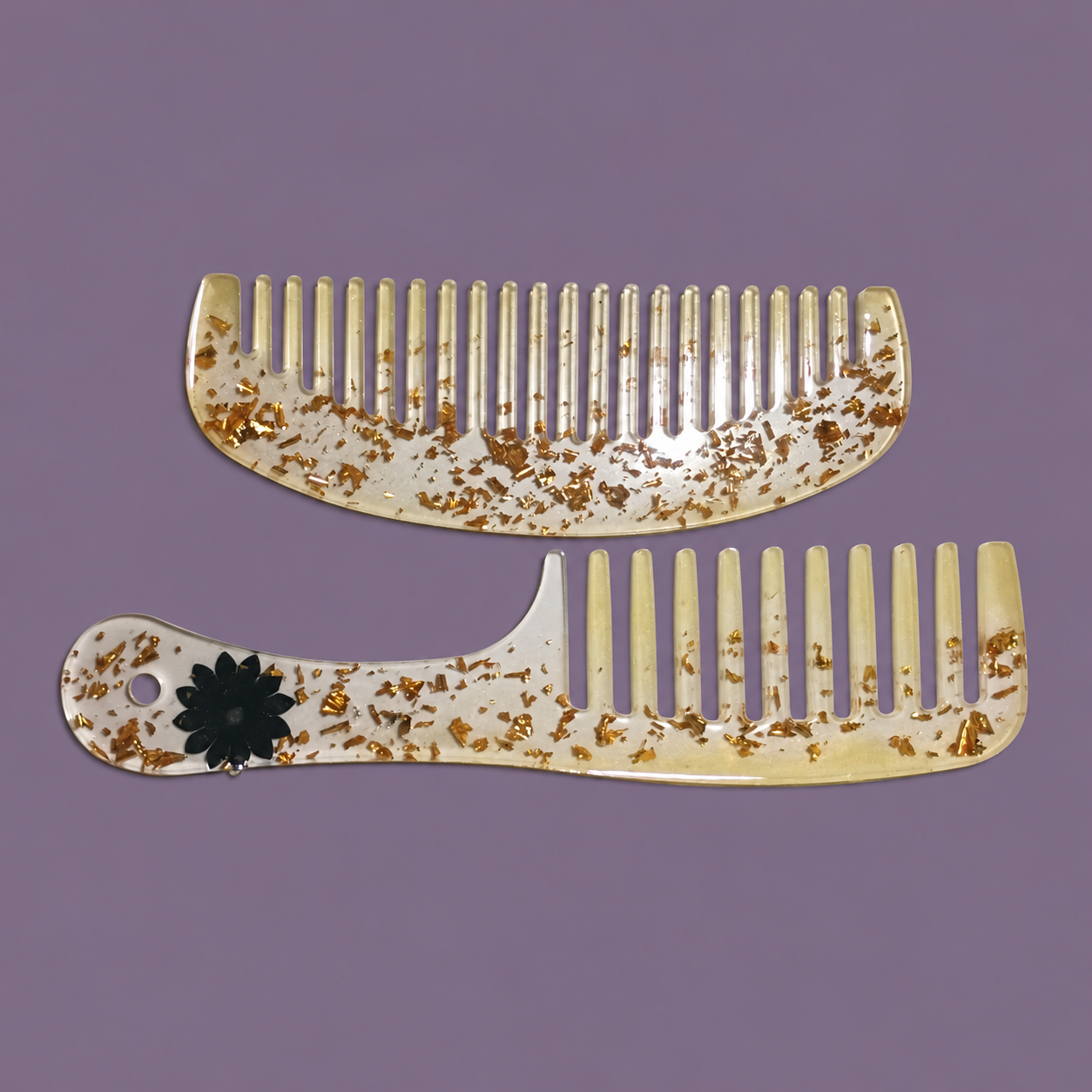 Golden Bloom Resin Comb Set