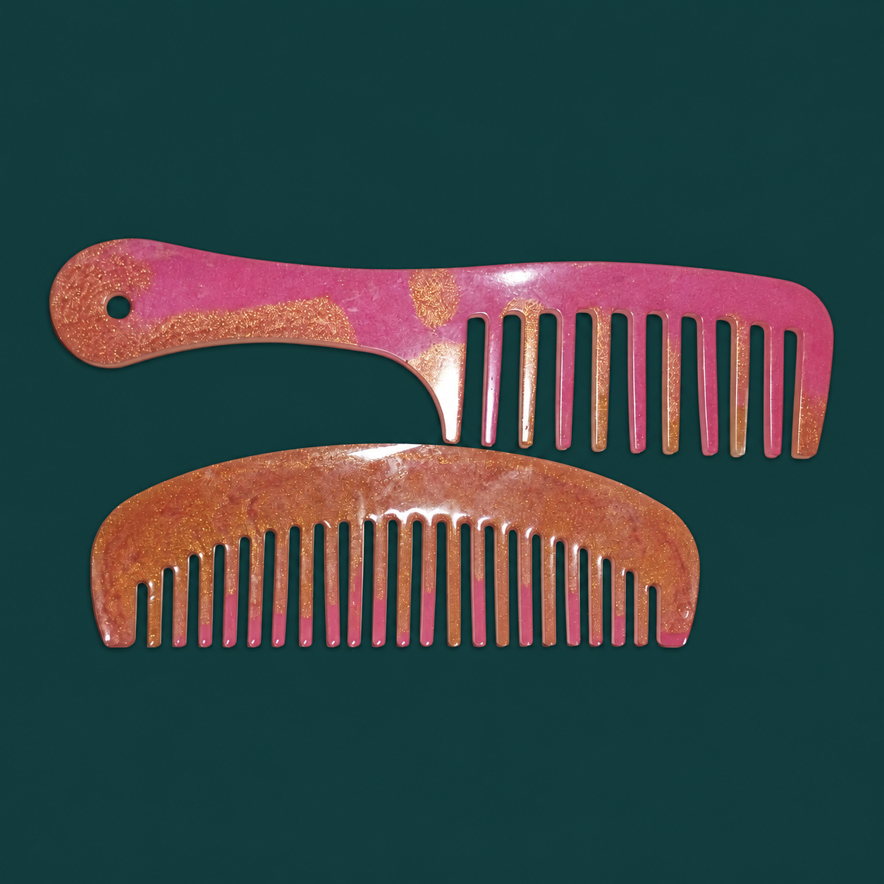 Sunset Sparkle Resin Comb Set