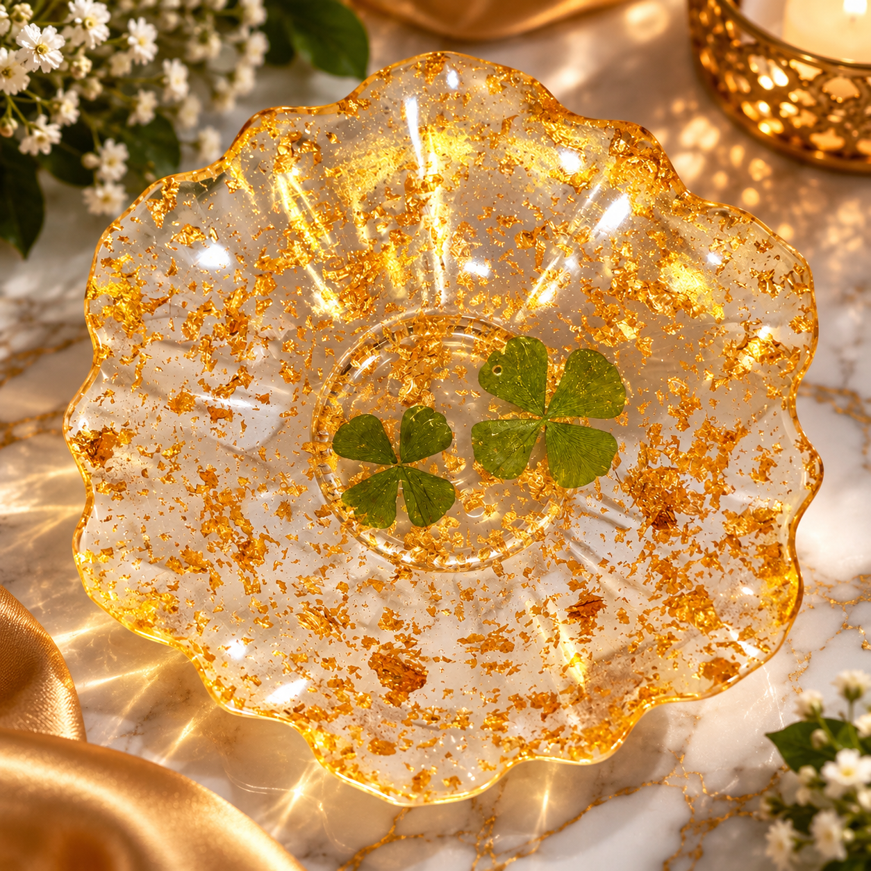 Lucky in Gold Resin Trinket Bowl 🍀✨