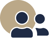 Simple cartoon illustration of two people outlined in dark blue with beige heads and dark blue facial features