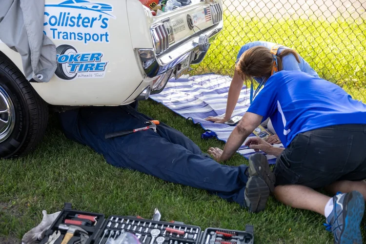 Great Race support crew at an event stop