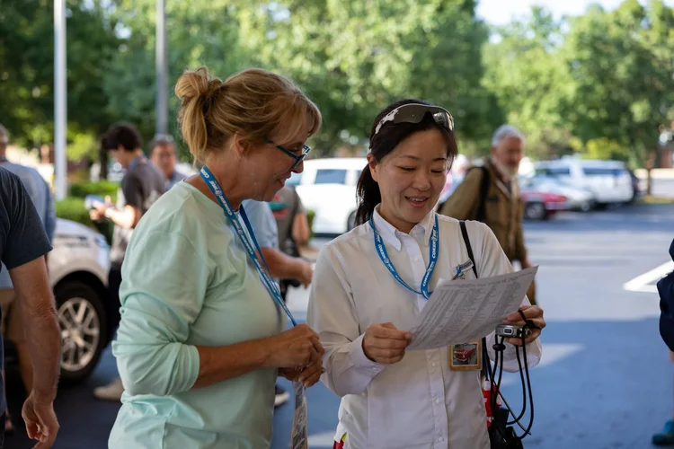 Great Race team working with rally instructions