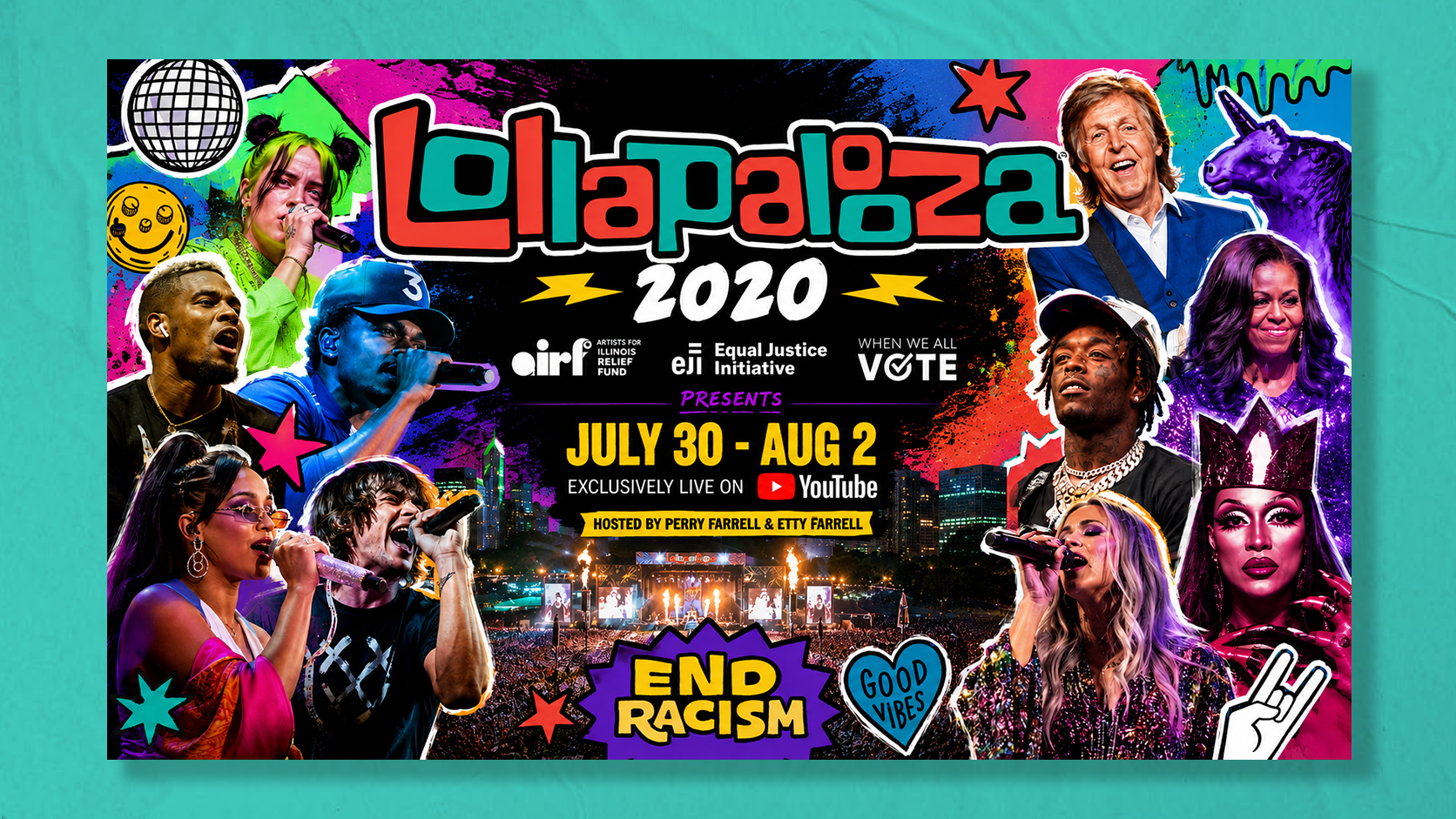 In 2020, when seven international Lollapalooza festivals were canceled during the pandemic, the brand transformed into a global livestream featuring more than 150+ artists filmed around the world. Reaching tens of millions of viewers establishing a n