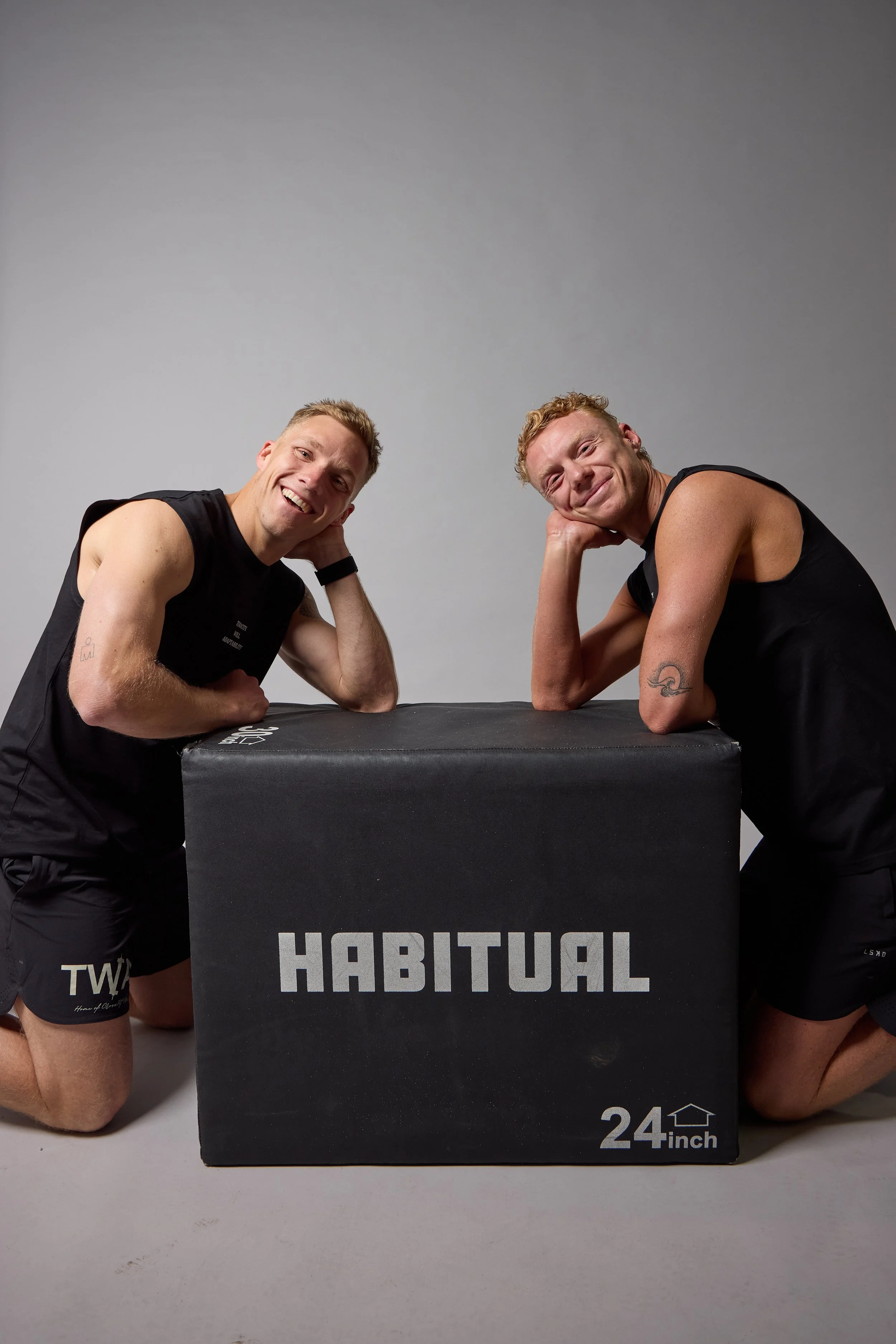 Habitual fitness product campaign photographed by G Studios with two athletes in the Content Studio