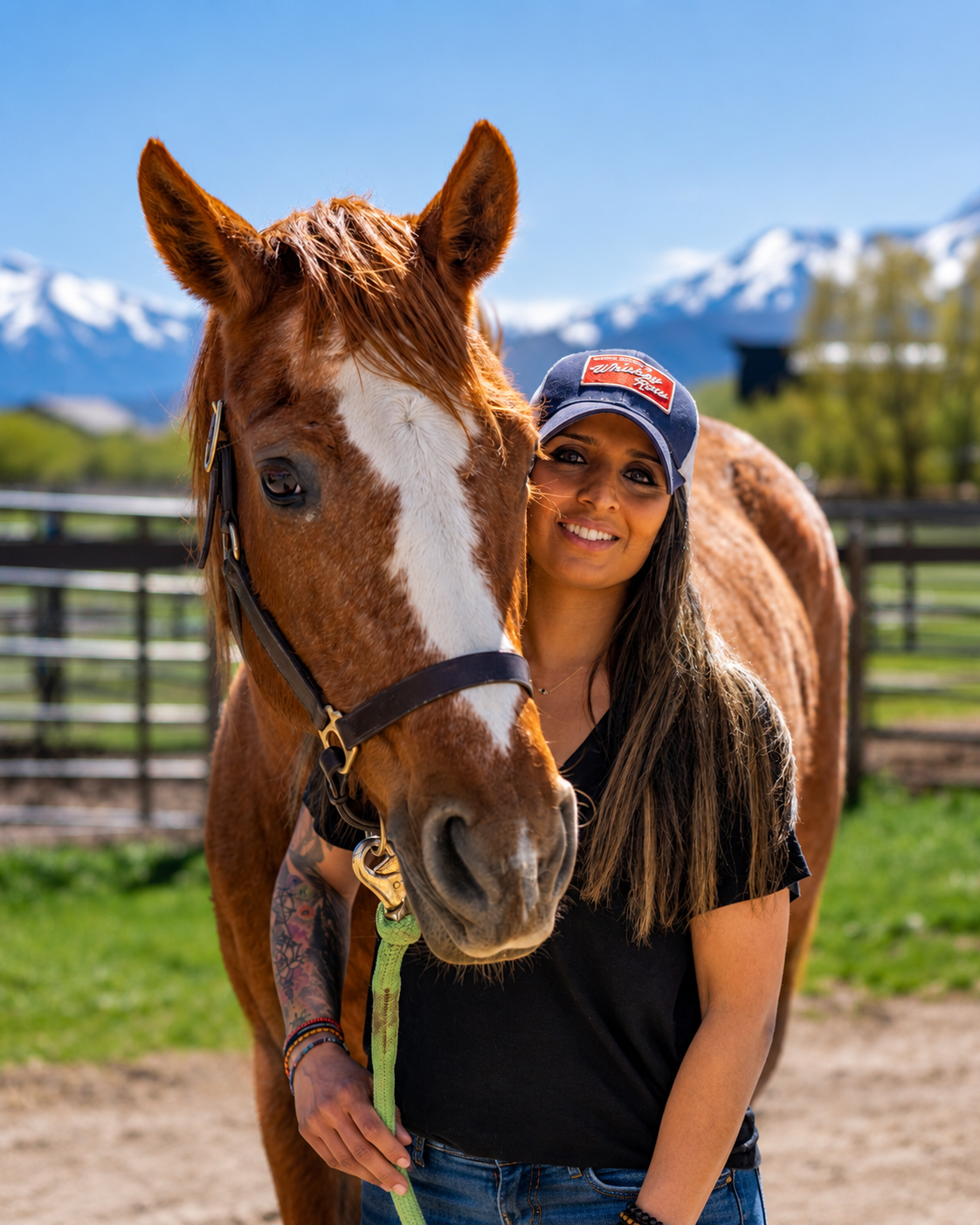 Dr. Kinal Patel with a horse in the Wasatch Back, Utah.