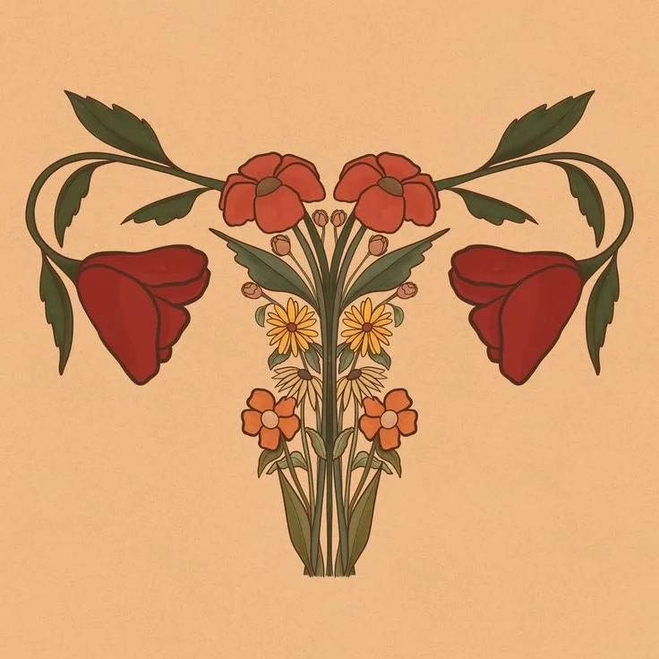 Arte decorativa con flores y hojas formando un diseño simétrico.