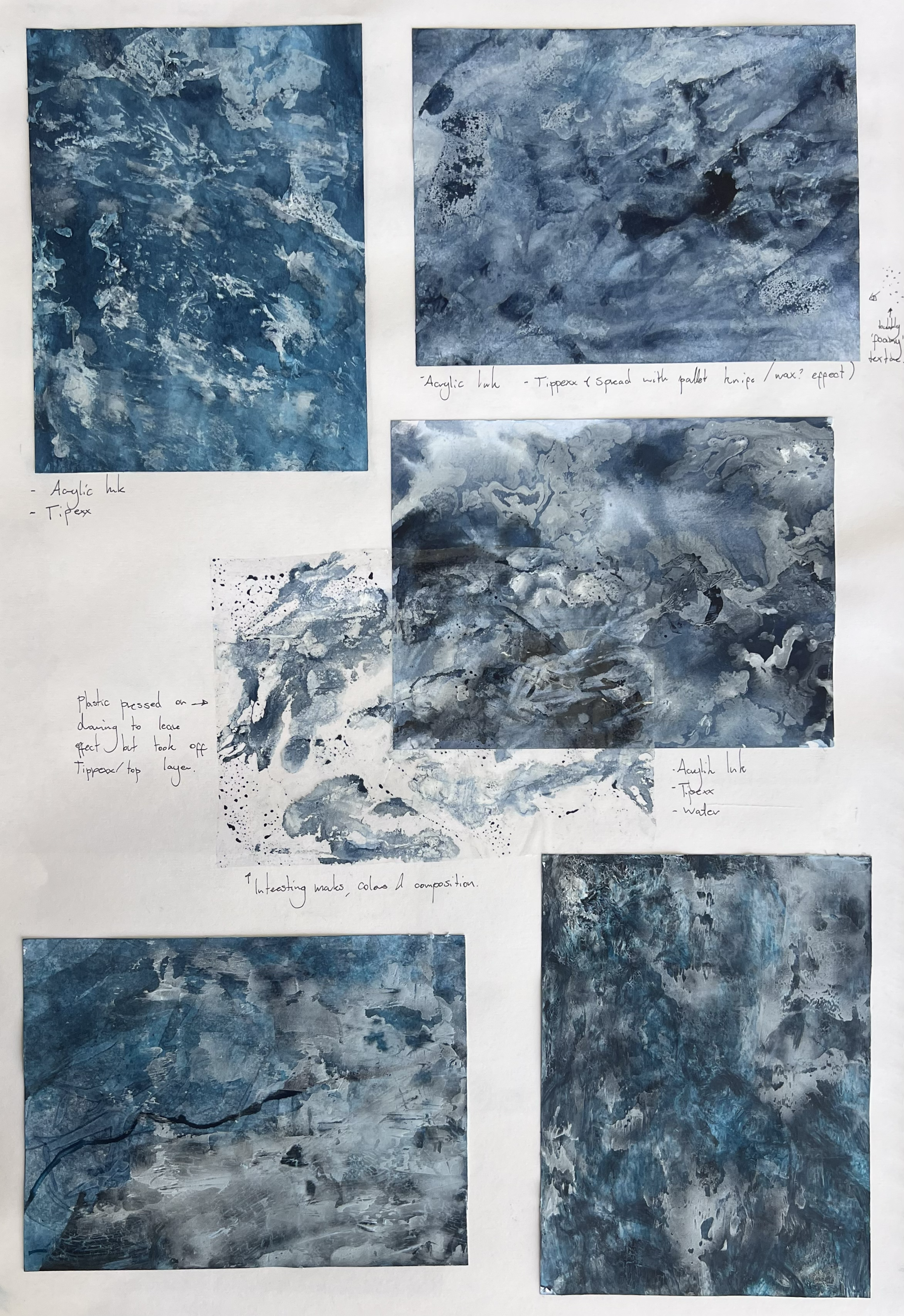 Sketchbook page, made up of A5 drawings - Mixed media