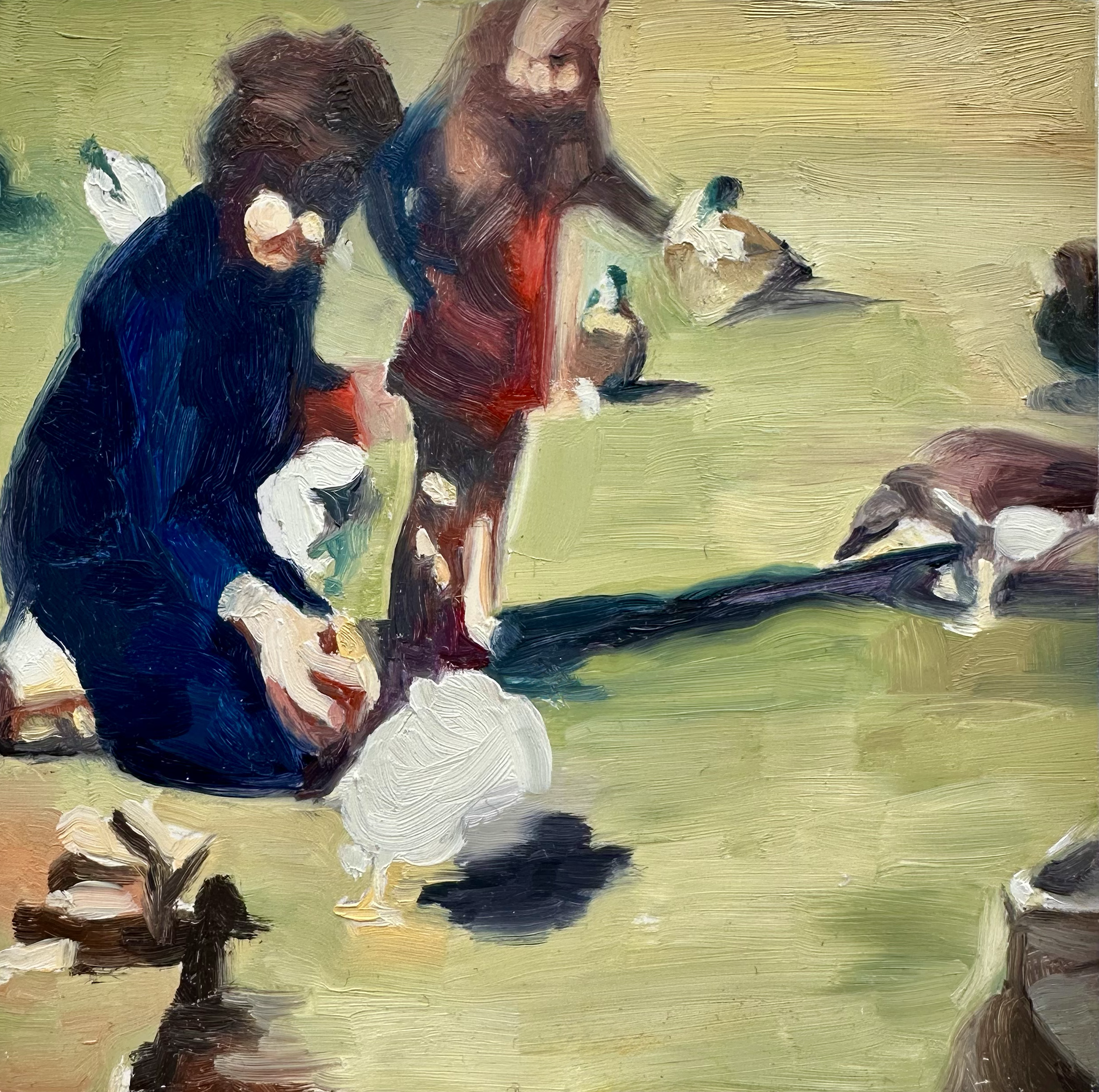 duck pond oil on wood panel 5 x 5