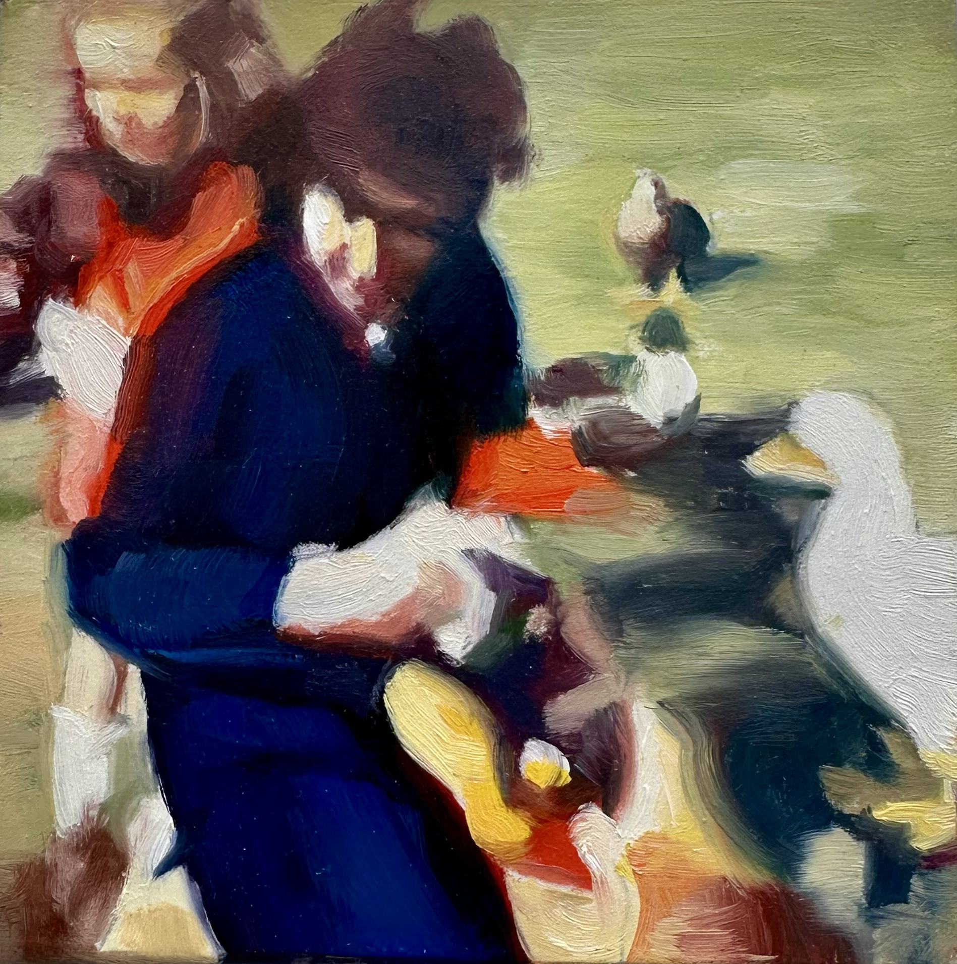 duck pond oil on wood panel 4 x 4