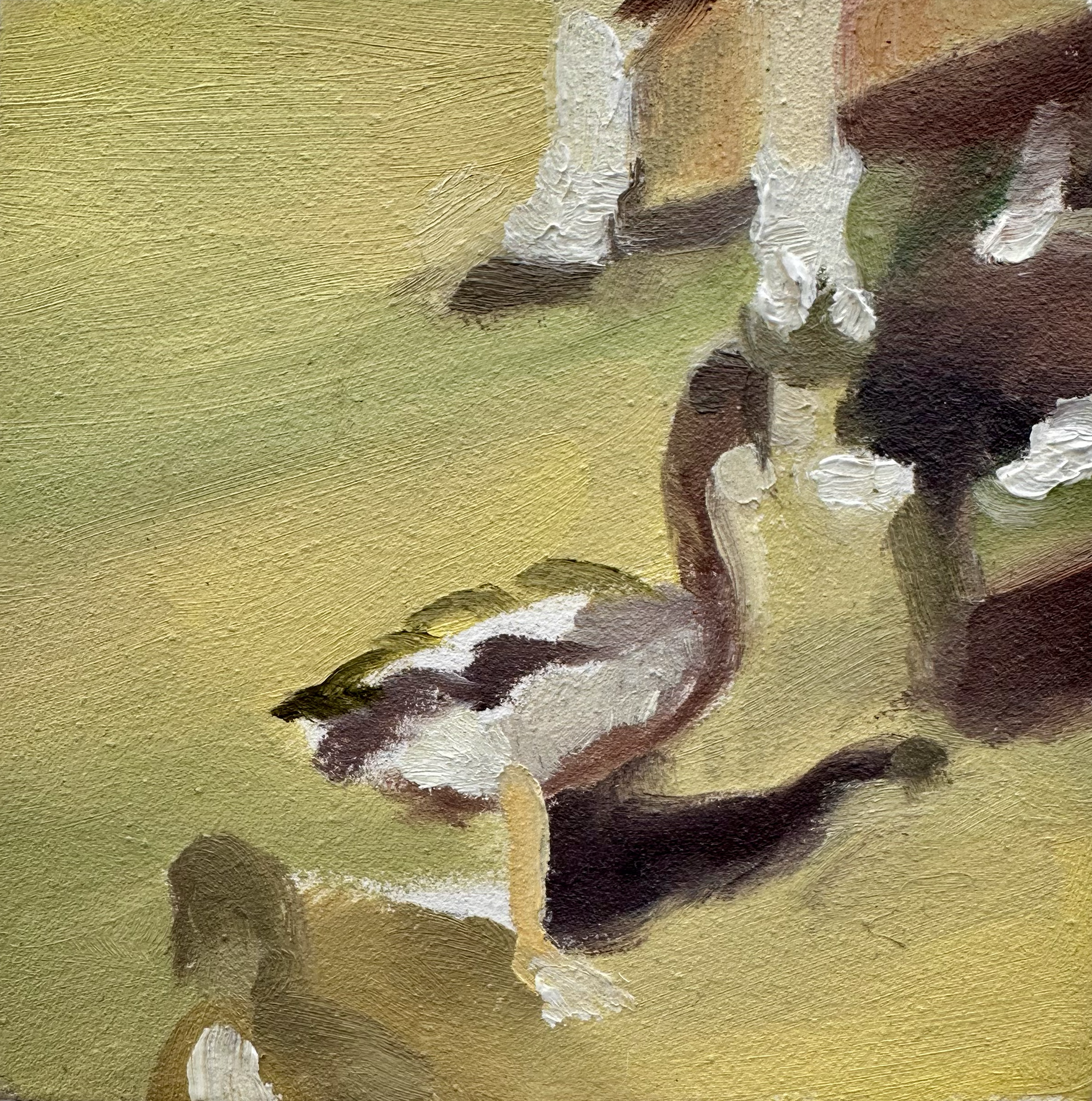 duck pond oil on wood panel 3 x 3