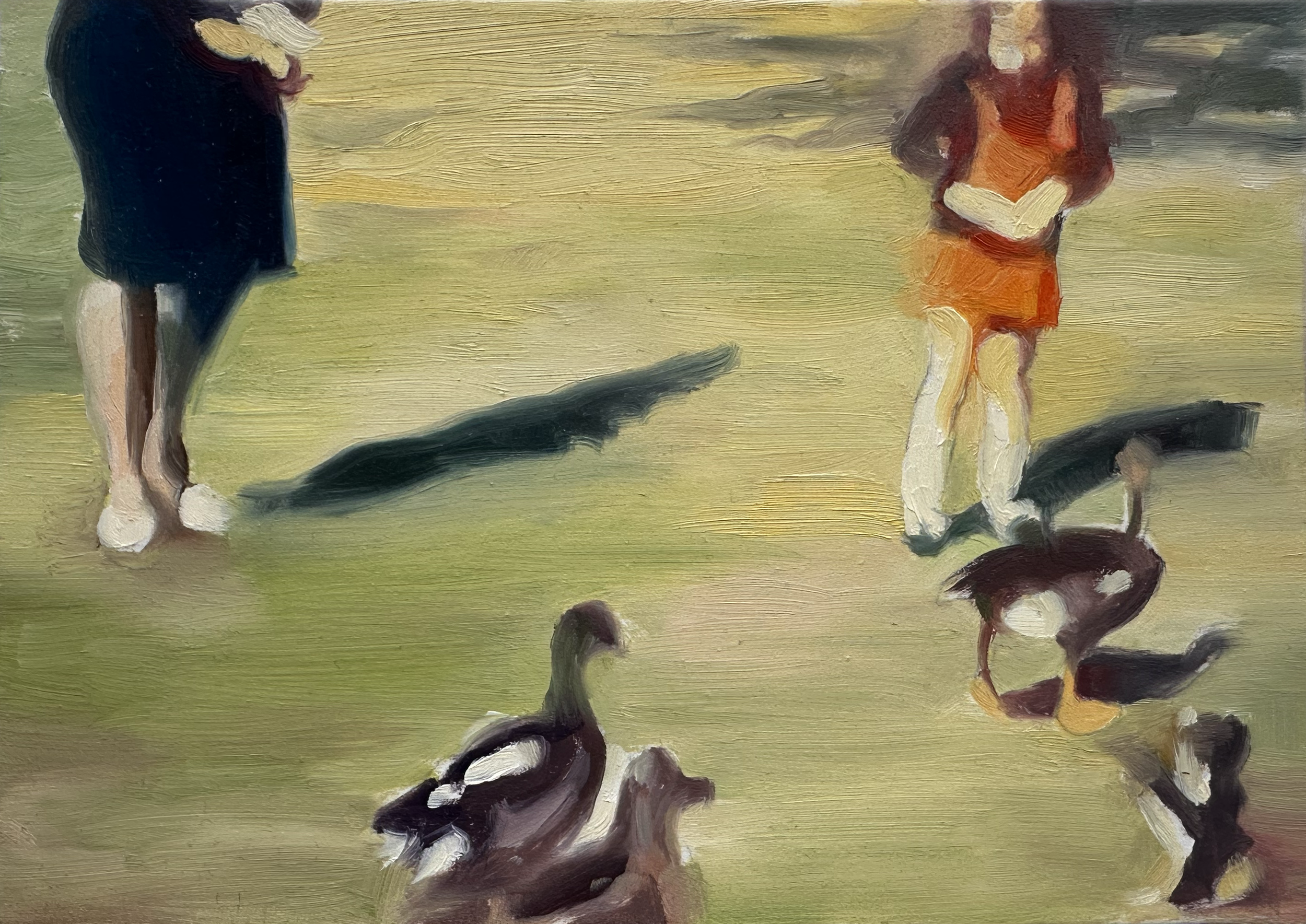 duck pond oil on wood panel 5 x 7