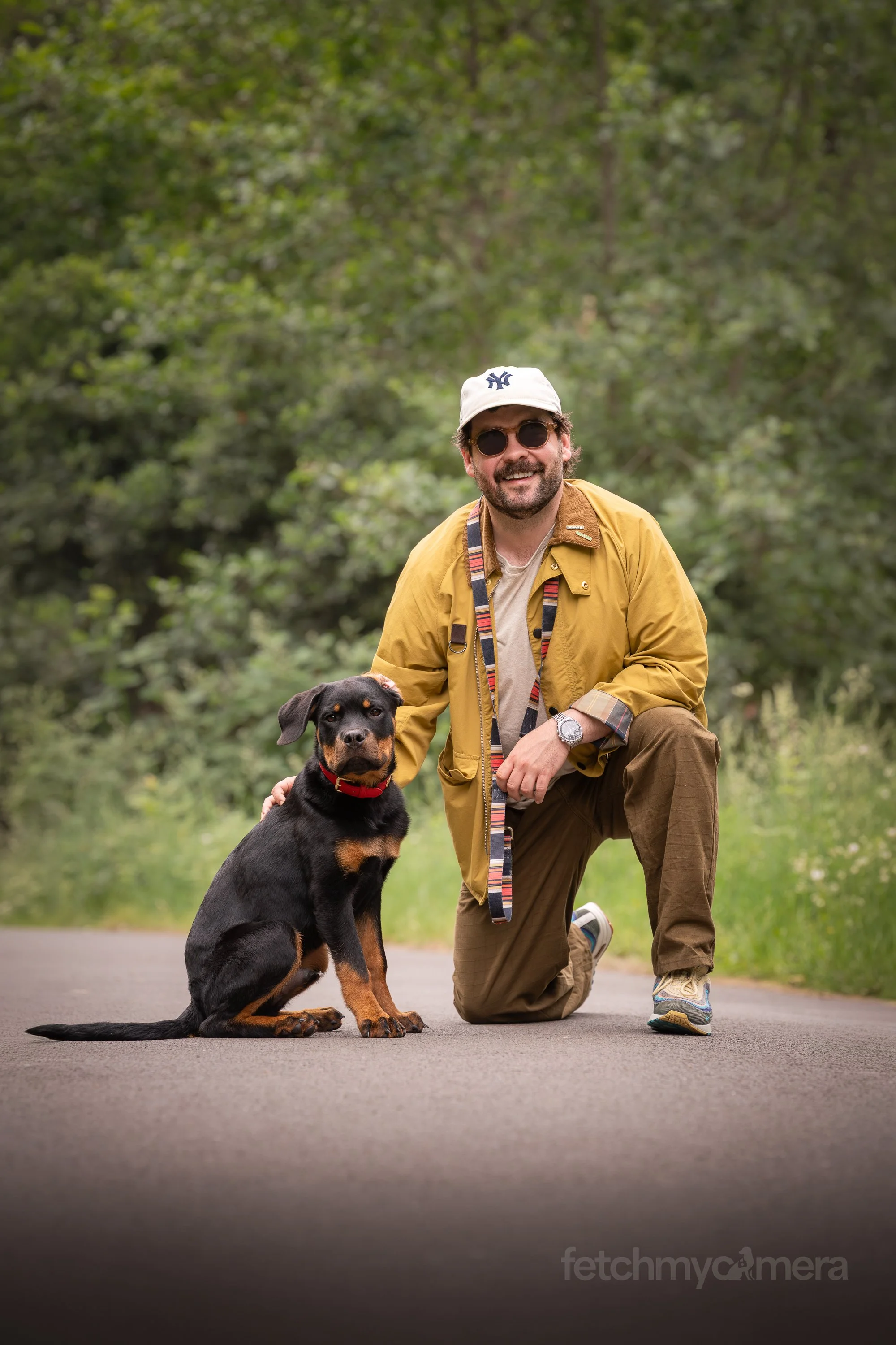 Adam Rowe and his Rottweiler puppy