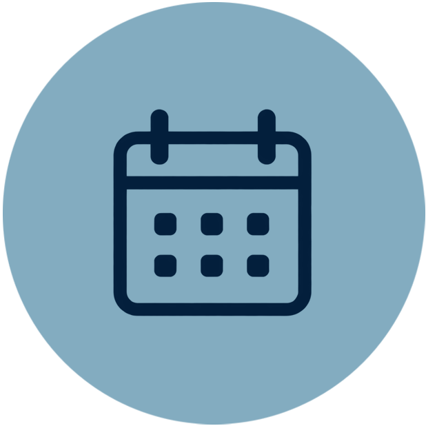 Calendar icon representing scheduling an on-site facility walkthrough.