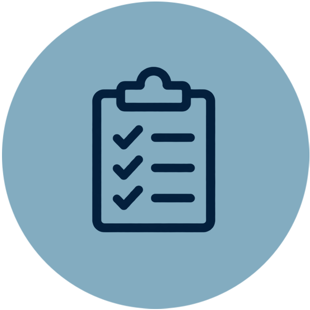 Facility assessment checklist icon representing review of cleaning needs.