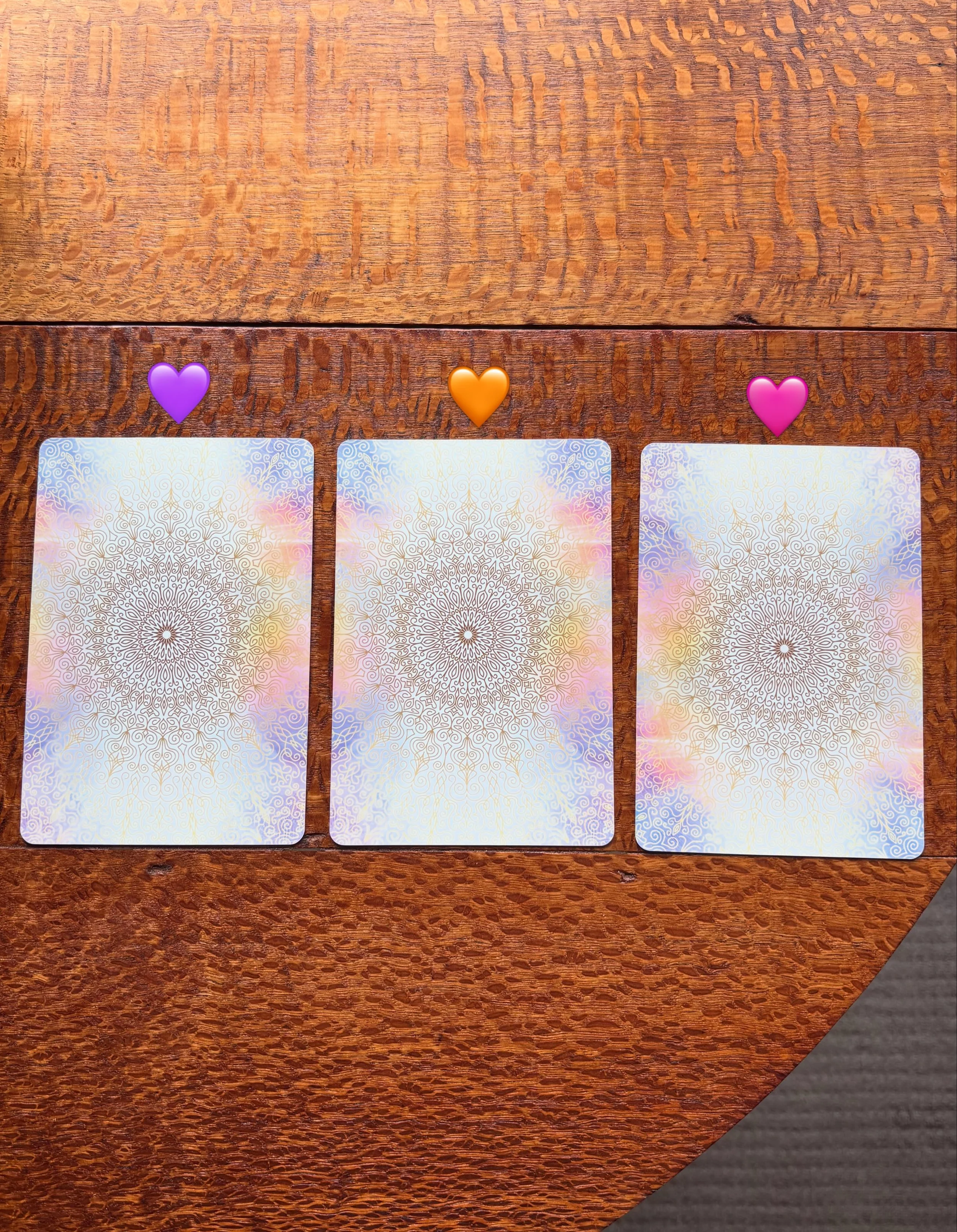 Tarot Tuesday! 💜🧡🩷 

Take a moment to breathe slowly, which card is drawing you in? 
Let me know by putting the heart in the comments and I&rsquo;ll come back to you with the message. 

If you are looking for some peace and clarity, I have a group