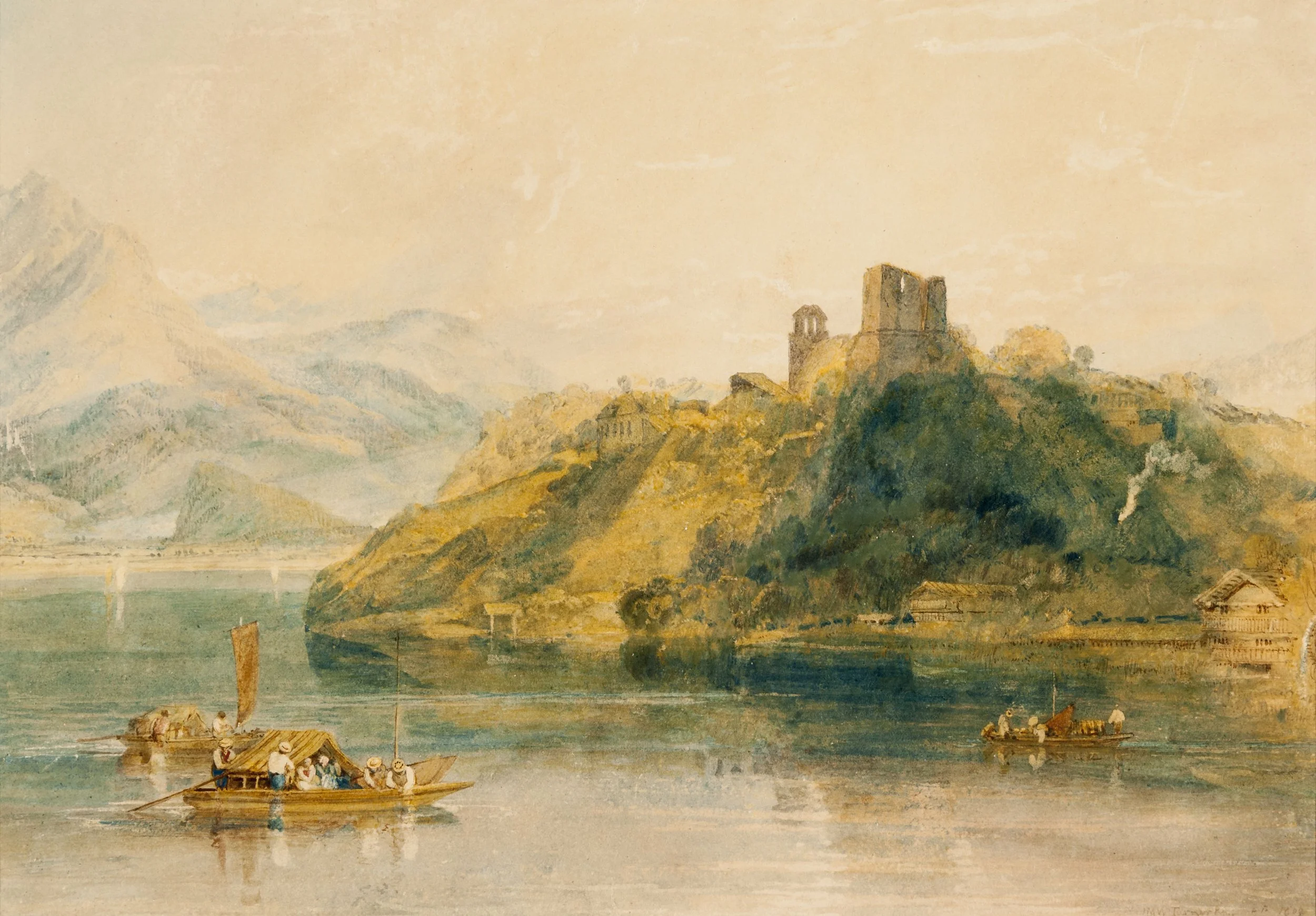  Joseph Mallord William Turner (English, 1775–1851),  Château de Rinkenberg, on the Lac de Brienz, Switzerland,  1809, watercolor on paper. Taft Museum of Art, Bequest of Charles Phelps Taft and Anna Sinton Taft, 1931.388 