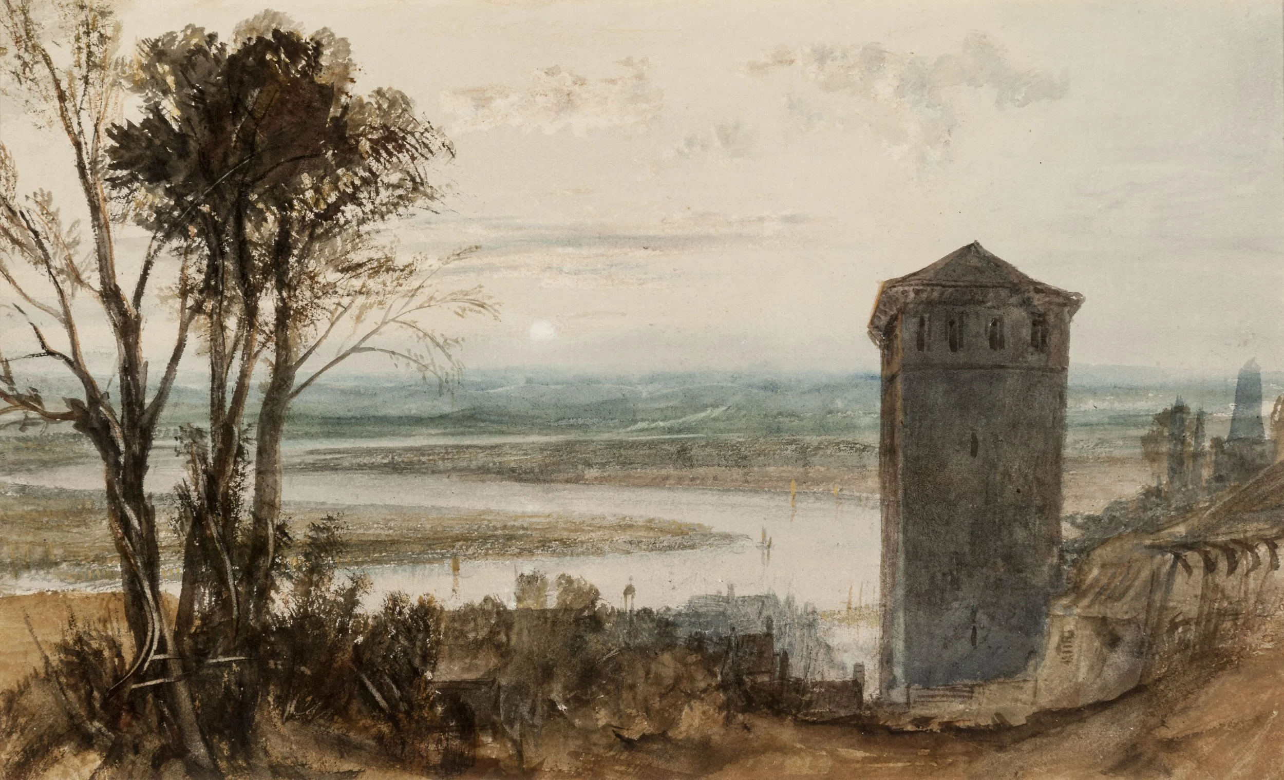  Joseph Mallord William Turner (English, 1775–1851),  Weissenthurm and the Hoche Monument,  1817, watercolor and gouache on paper. Taft Museum of Art, Bequest of Jane Taft Ingalls, 1962.8 
