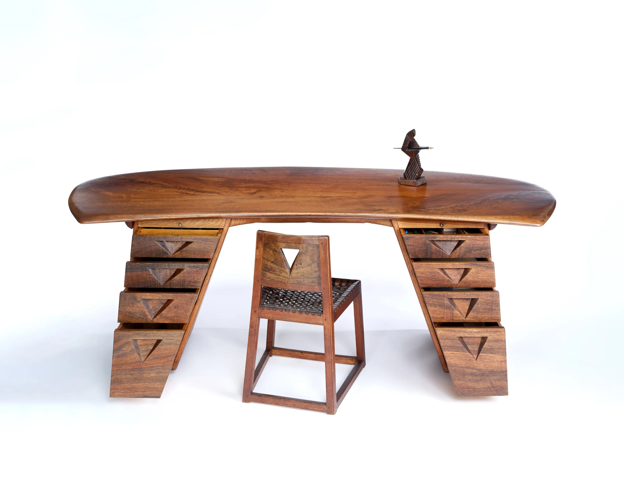 Flat Top Desk, Chair and Figure