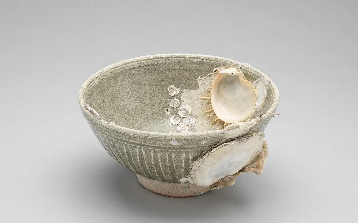   Bowl with Shell Attachments , Thailand, 13th century, ceramic, Gift of Widodo Latip, 2019.208  Conservation: Recovered from a 13th century shipwreck in the waters off the coast of Indonesia, this ceramic has unique condition requirements to prevent