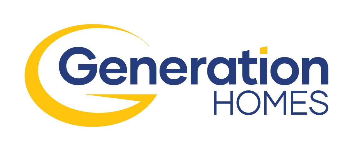 Generation Homes logo with a yellow crescent shape and dark blue text.
