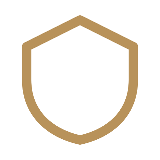 A brown outline of a shield on a black background.