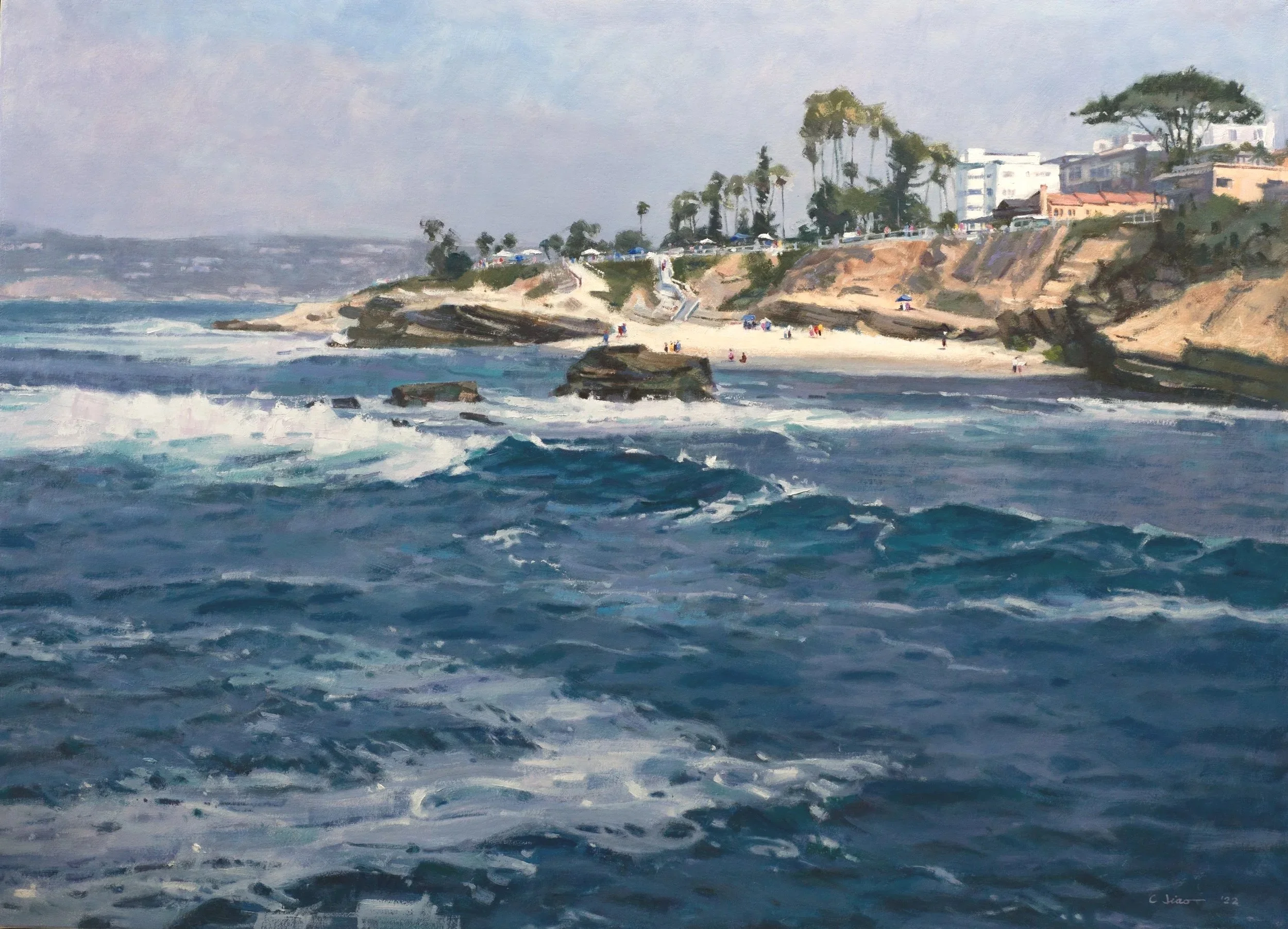 La Jolla Shores Beach #1, 2022. Oil on canvas — 29 x 40 in.