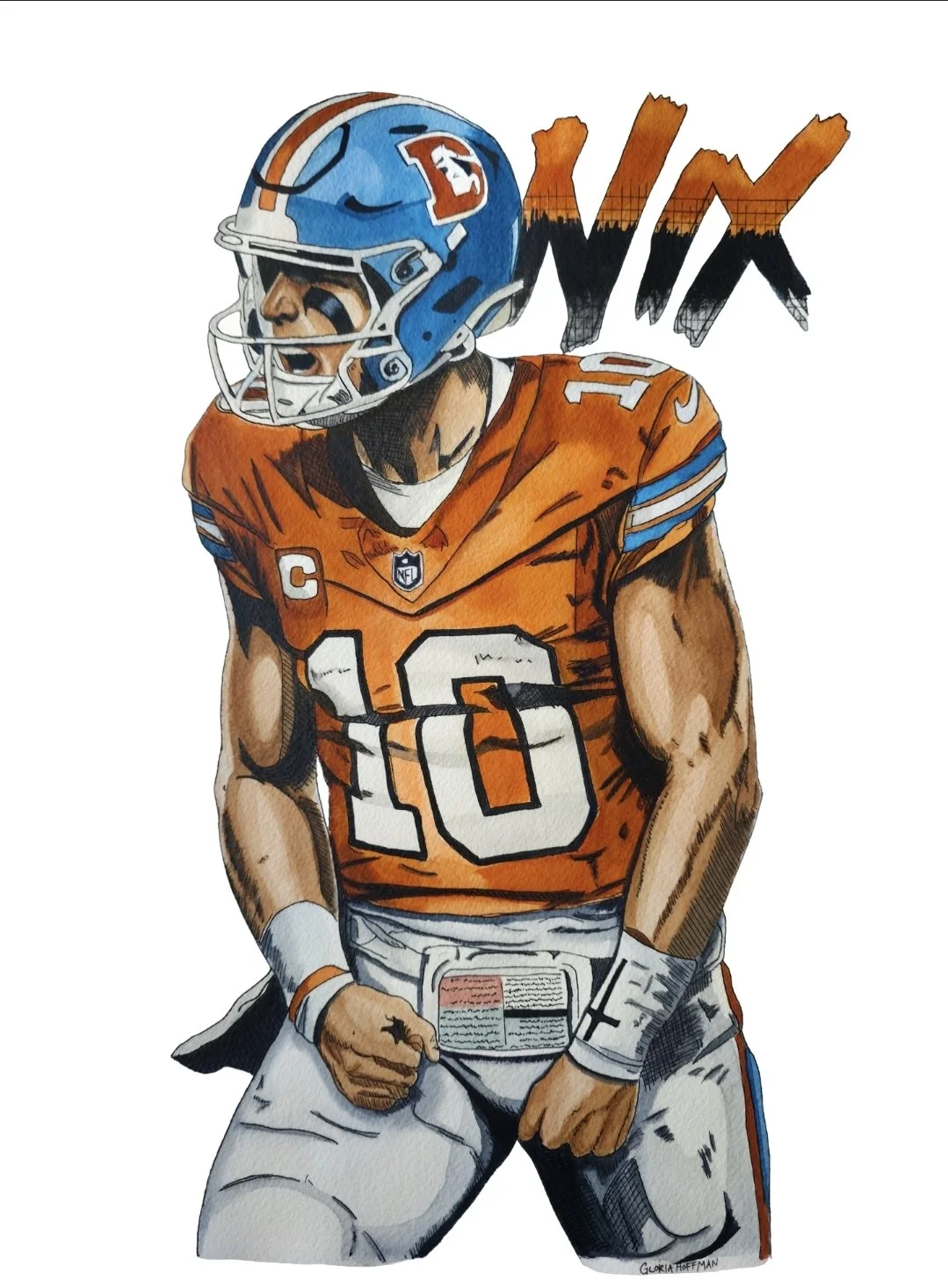 Original Watercolor Print of Bo Nix