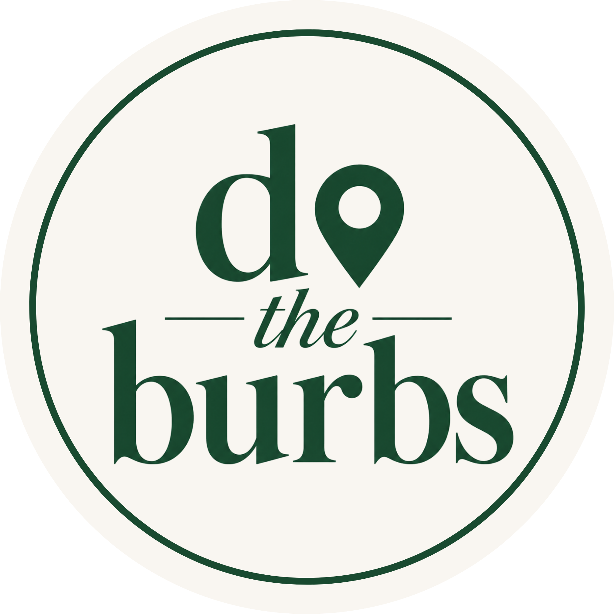 Close-up of a circular sign with green text that reads 'do the happy b' on a white background.