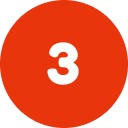 Red billiard ball with the number 3.