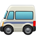 A small toy van with blue windows and a gray body