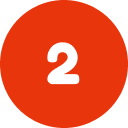 Red circle with a white number 2 in the center