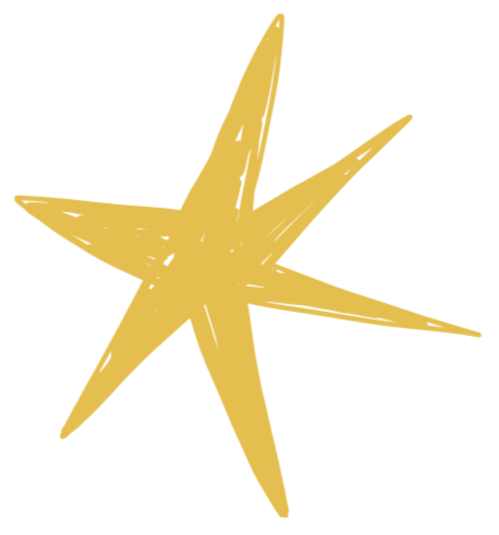 A gold star shape with five points on a black background.