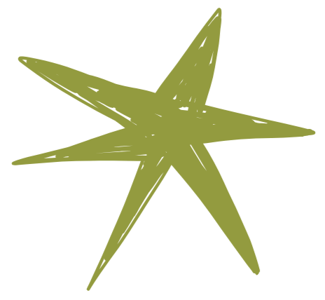 A green star-shaped object with multiple points.