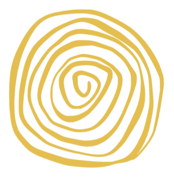 A gold spiral pattern on a black background.