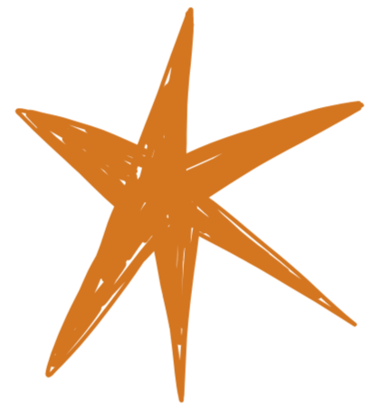 A brown, stylized star shape with eight points.
