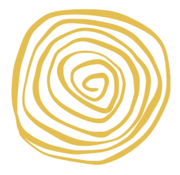 A spiral-shaped chalk drawing on a black background.