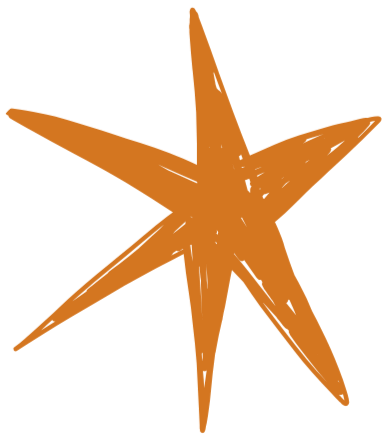 A stylized starfish illustration with five arms colored in shades of brown.
