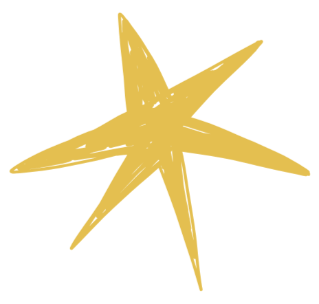 A gold-colored, irregular star-shaped object with seven points.