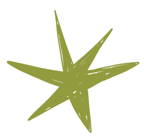 A green star-shaped plant with five elongated points.