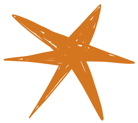 Illustration of a brown starfish with five arms on a black background.