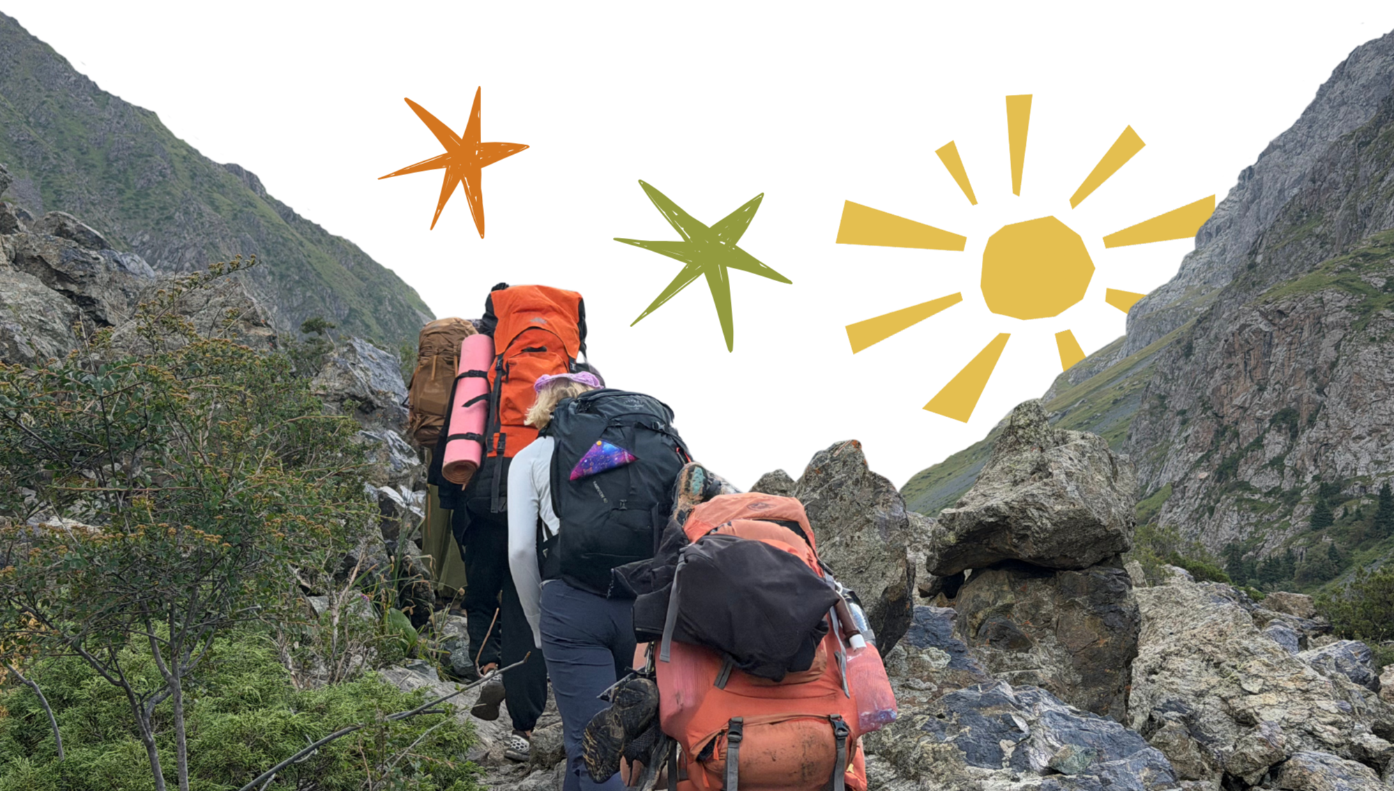 Group of hikers on a guided multi day hike in NSW Australia