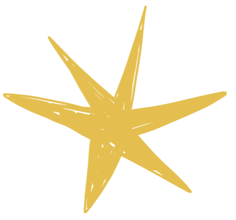 A stylized gold starfish with five arms on a transparent background.