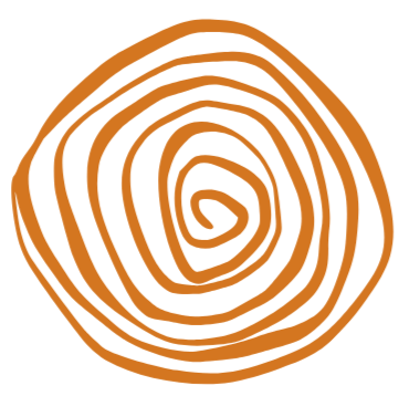 Close-up of a spiral-shaped fingerprint with orange lines on a black background.