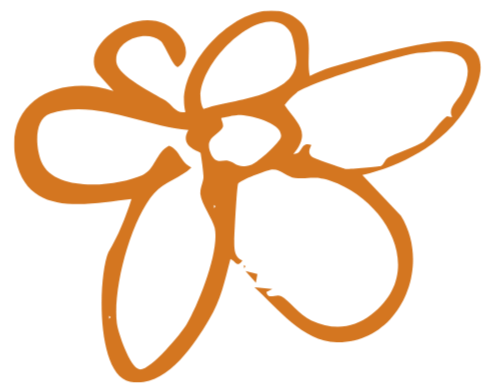 Outline drawing of a stylized bee with wings and antennae.