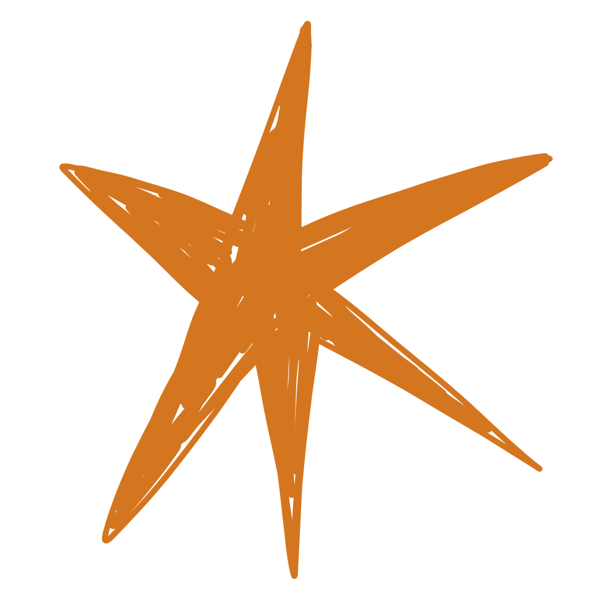A stylized brown starfish with five arms.