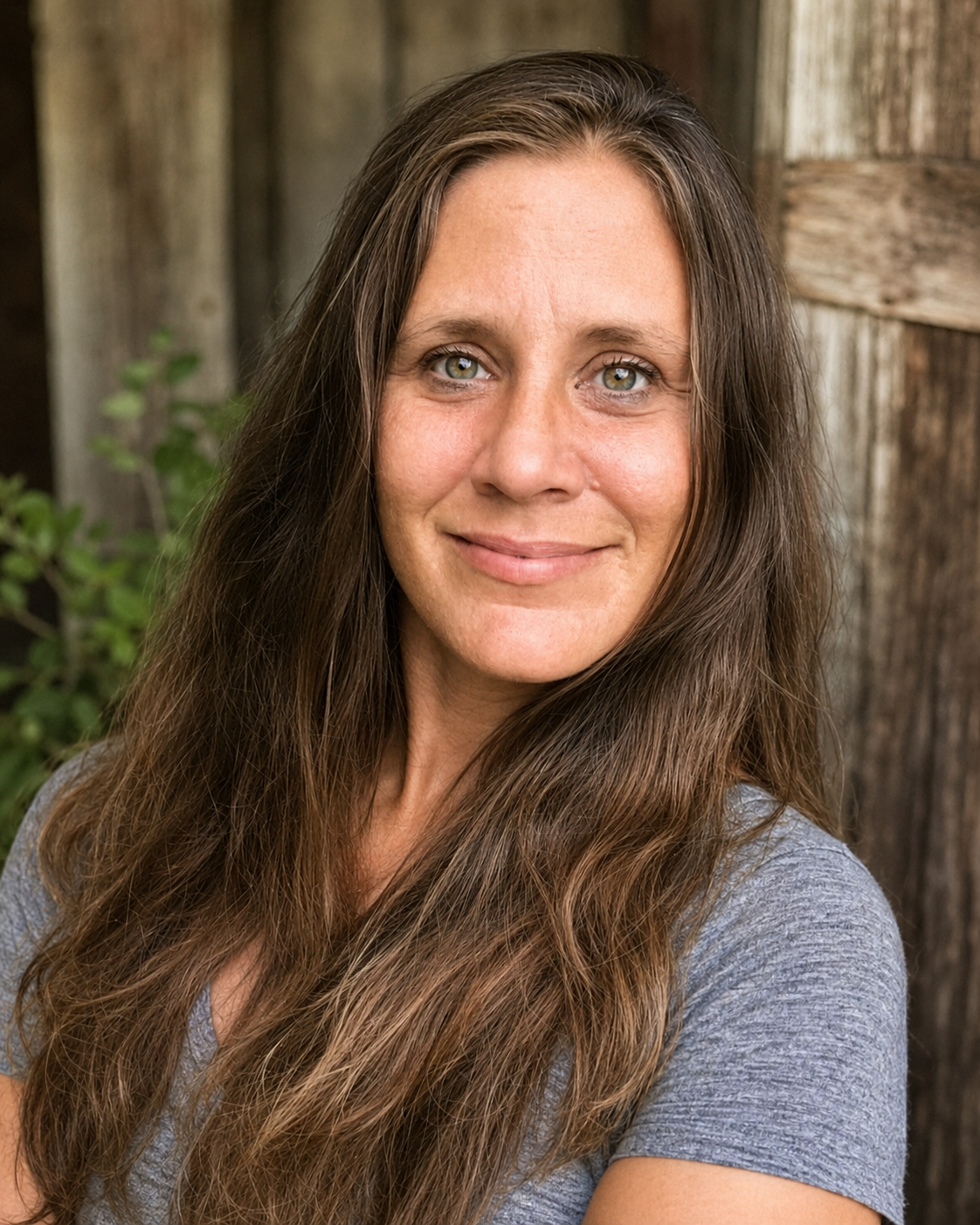 Pamela Wilday, founder of Going Grains, outdoors in a natural setting.