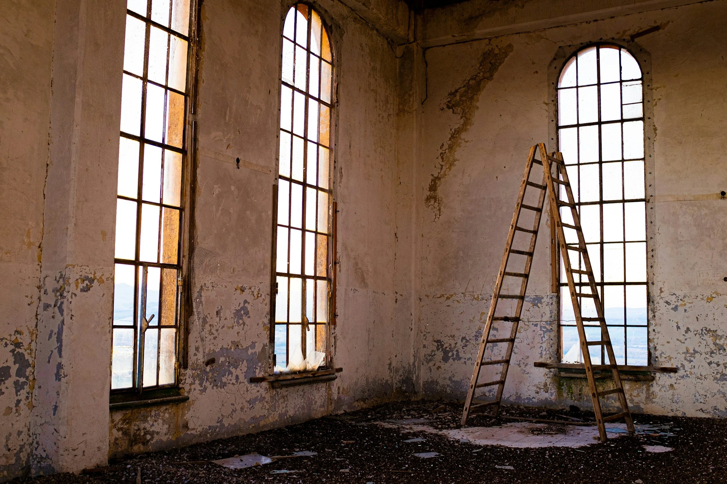 Interior of a building in need of repair and restoration