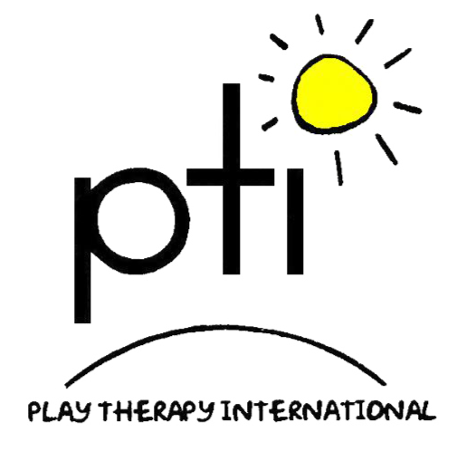 Simple drawing of a sun shining above the text "Play Therapy International."